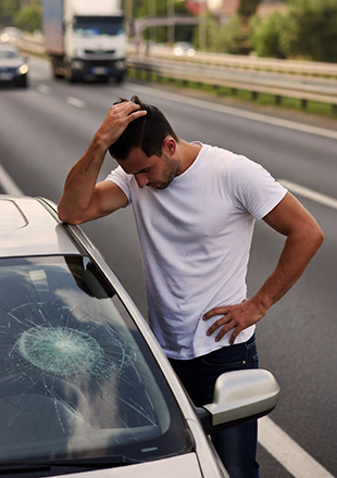 man upset over broken windshield image created with Grok AI